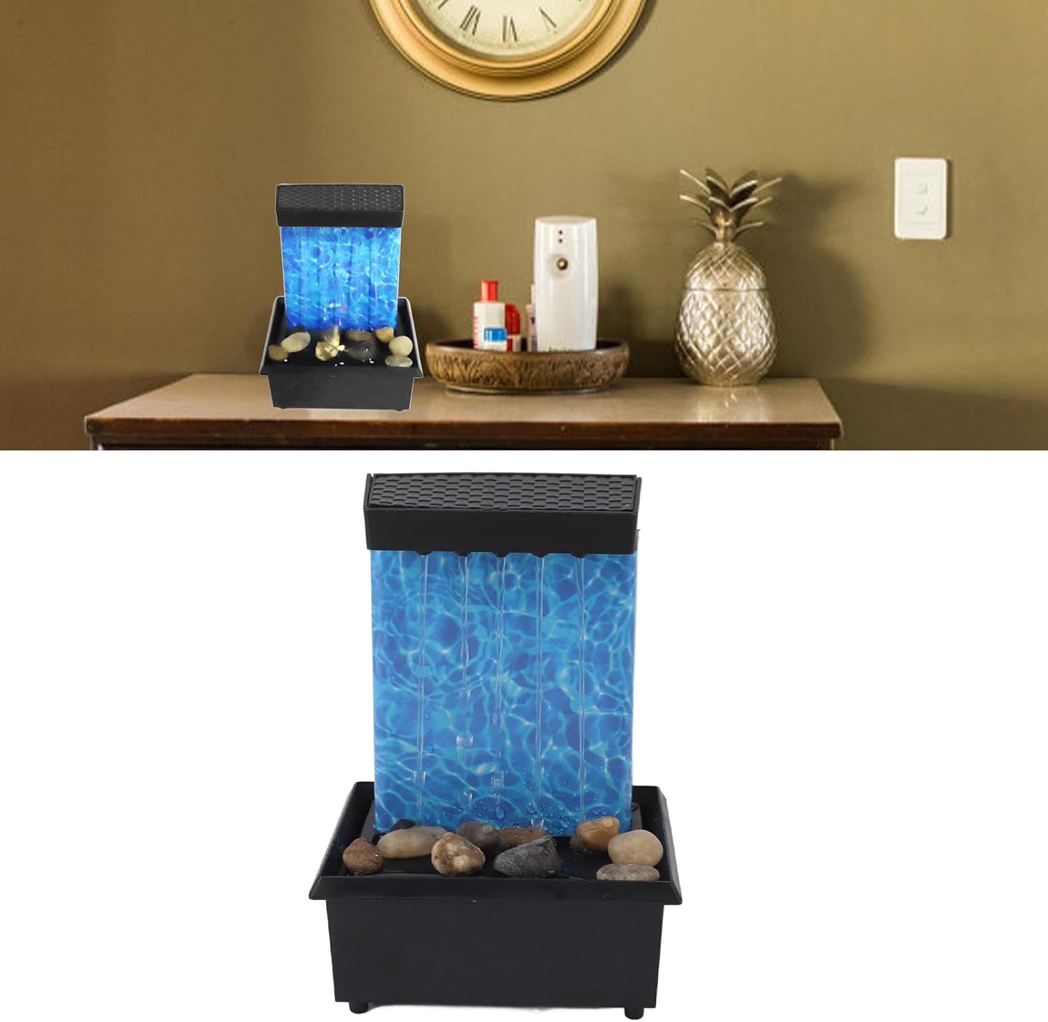 USB Powered Tabletop Waterfall Fountain with LED Lights