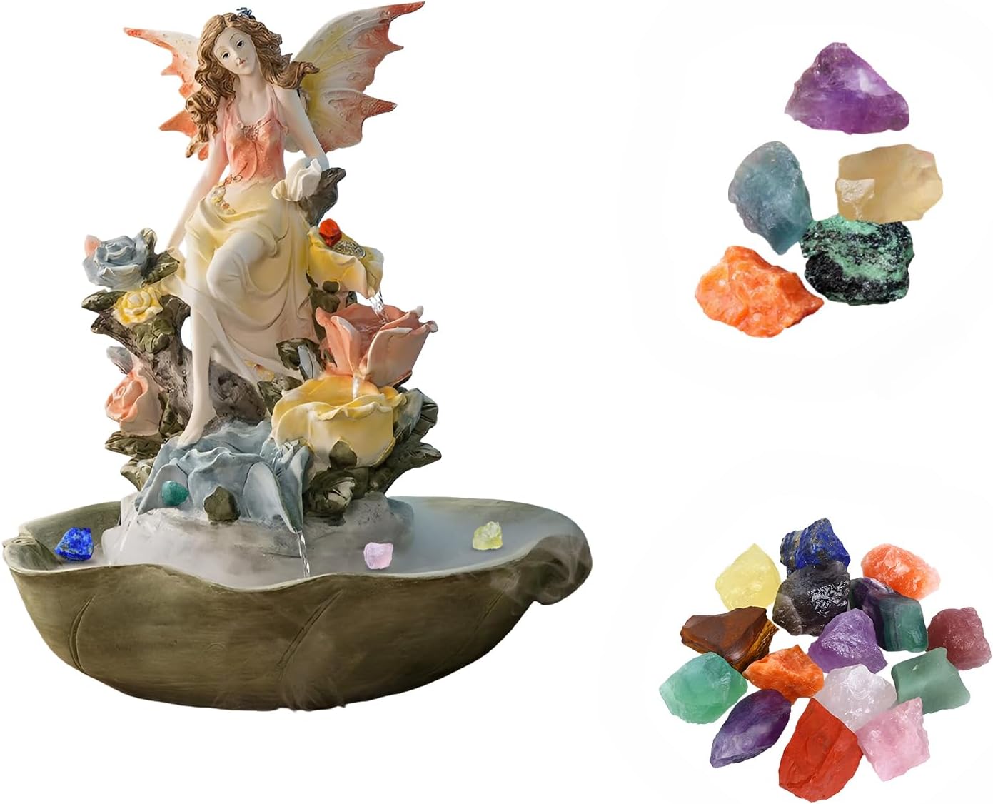 1693 Inch Tabletop Fountain with LED Lights and Crystals