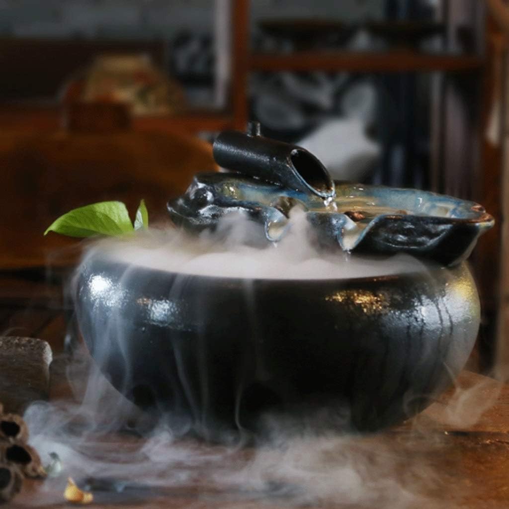 Ceramic Zen Flowing Water Fountain for Home Office Bedroom Decor
