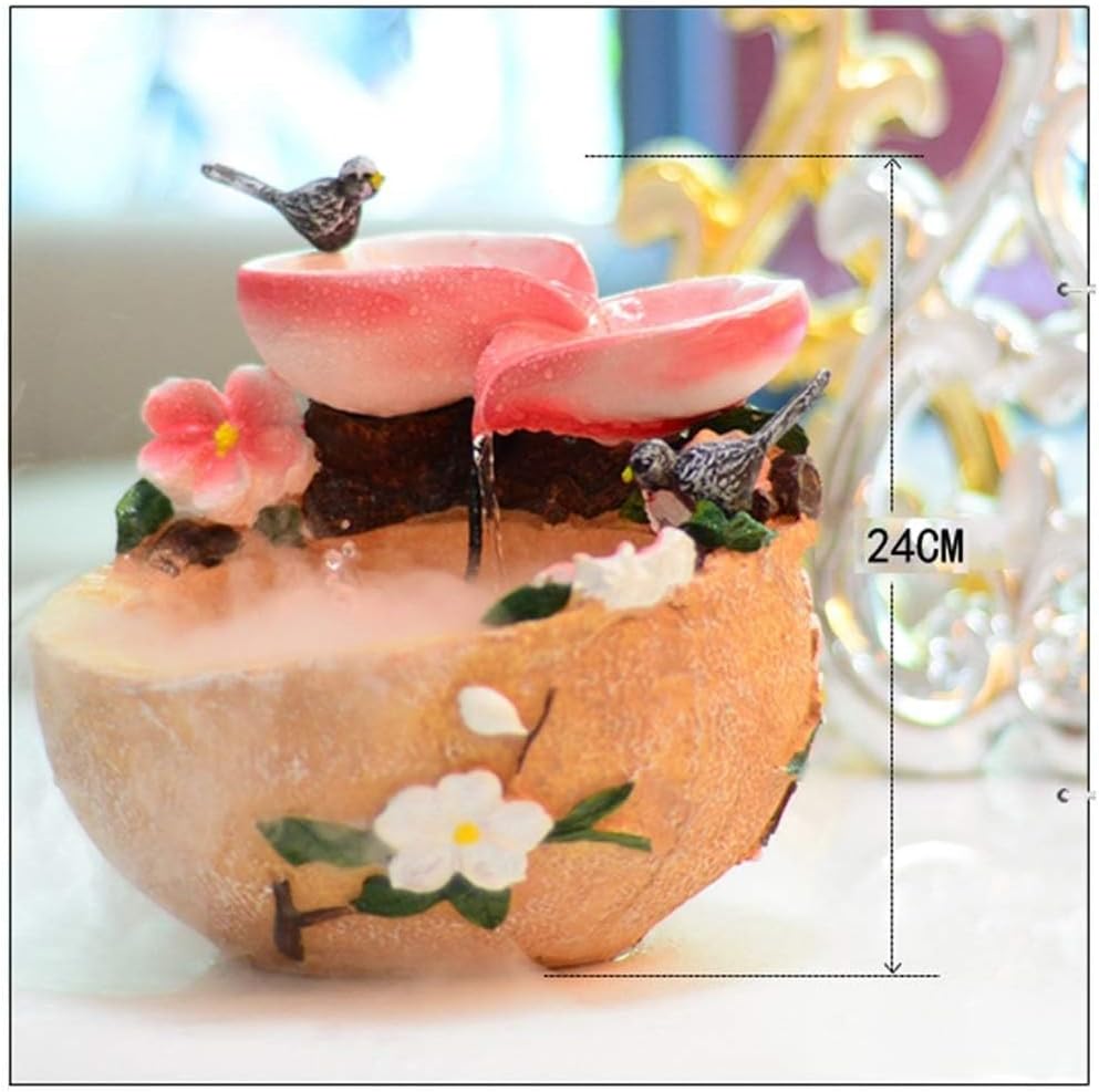 BebeXi Indoor Water Fountain with Light and Multicolor Birds