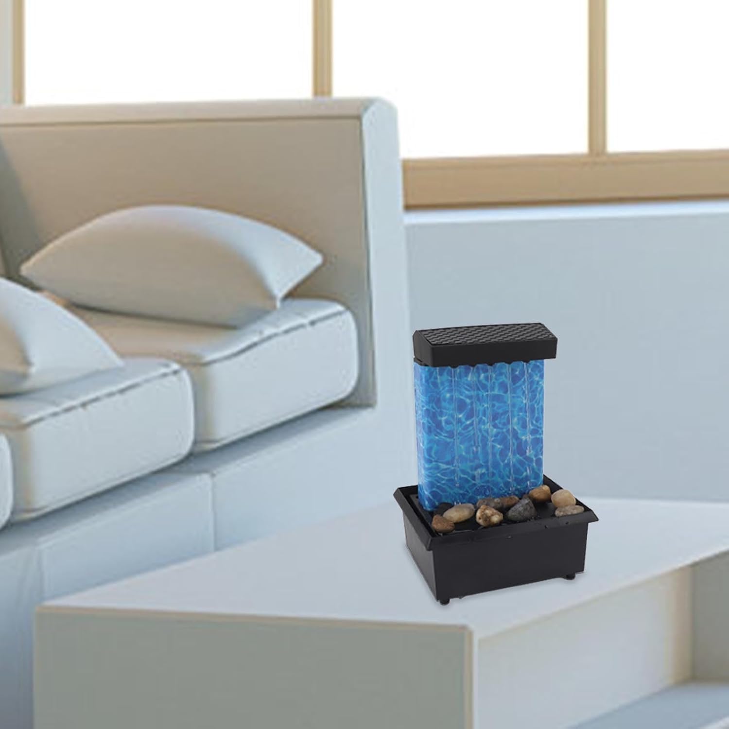 USB Powered Tabletop Waterfall Fountain with LED Lights