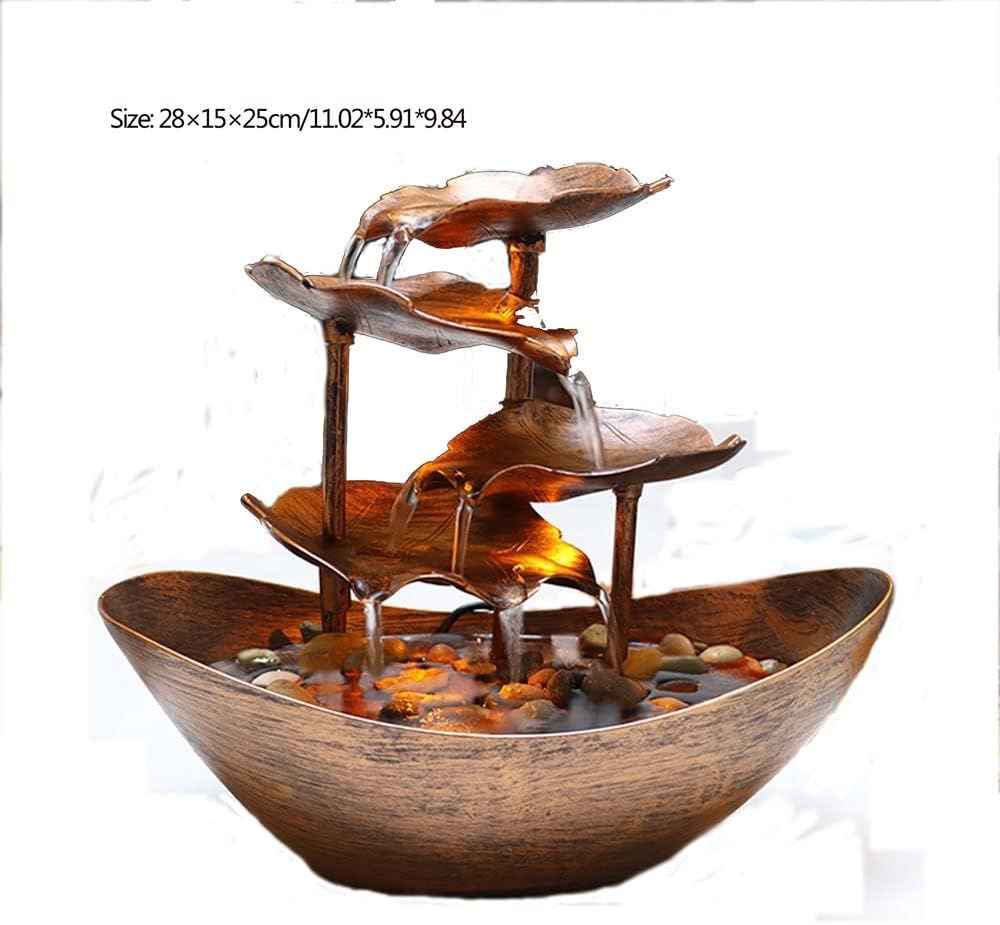 Silver Lotus Leaf Shaped Tabletop Water Fountain Lamp