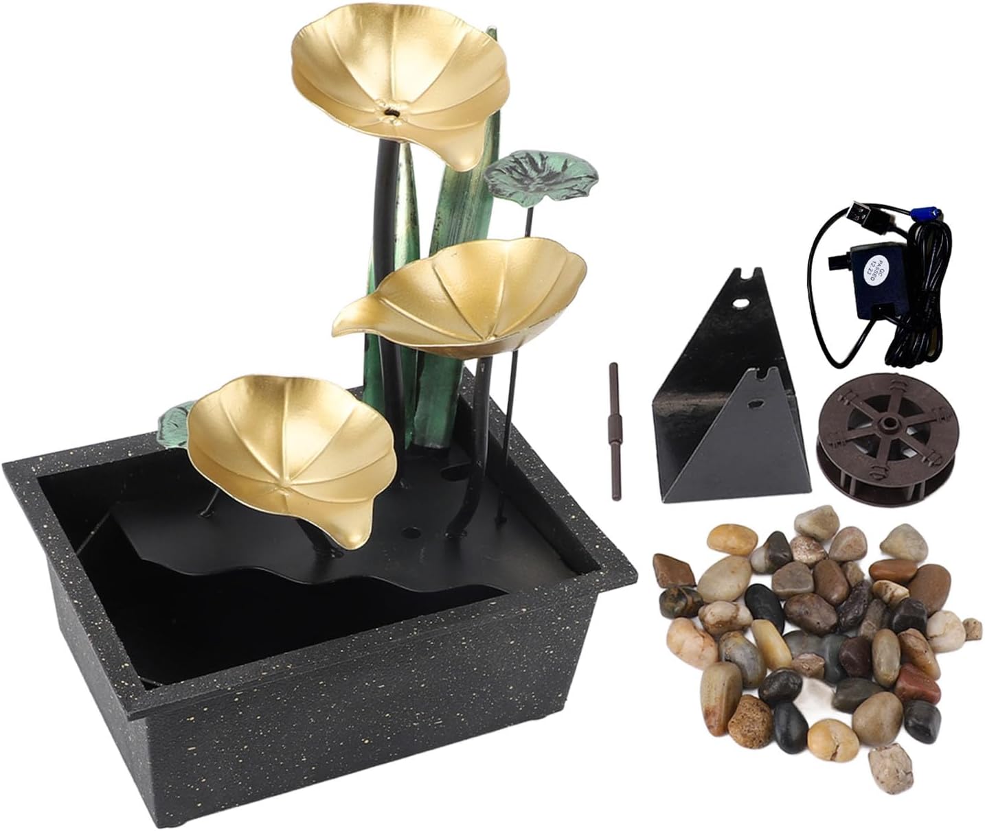 USB Tabletop Fountain with LED Light and Silent Pump