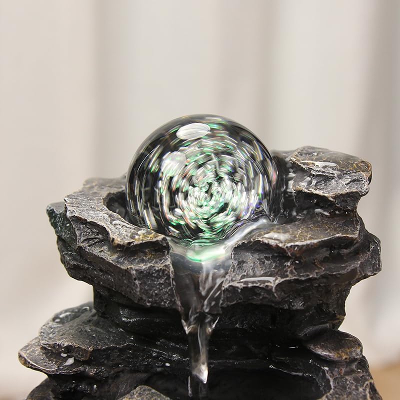 TiCin 4-Tier USB Powered Waterfall Fountain with Color-Changing LED Light