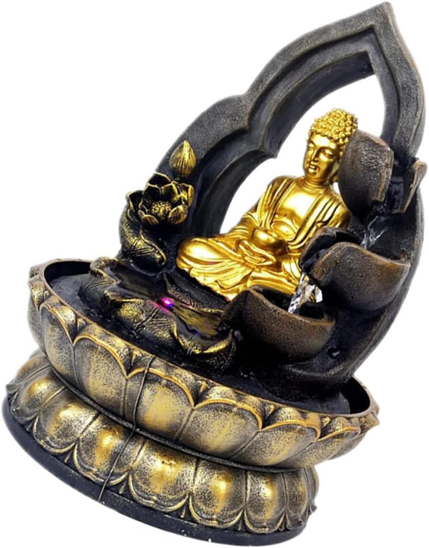 Ciieeo Resin Buddha Statue Waterfall Fountain for Home Office Decor