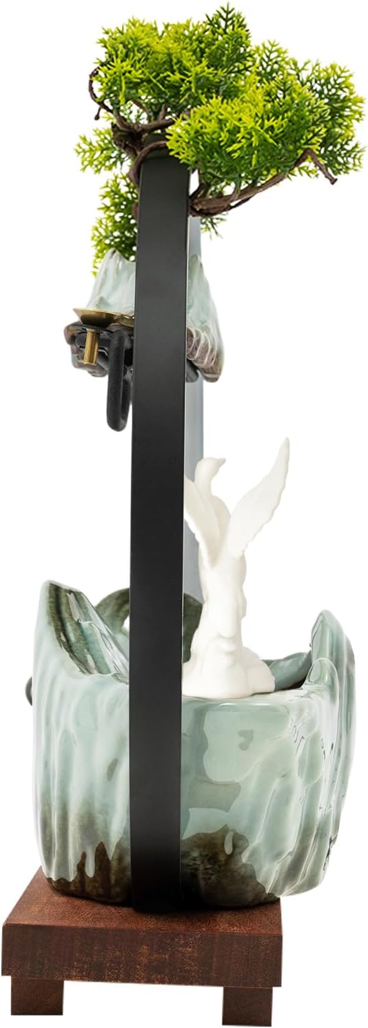 LUNUMAOS Tabletop Indoor Fountain with LED Light and Reflux Incense