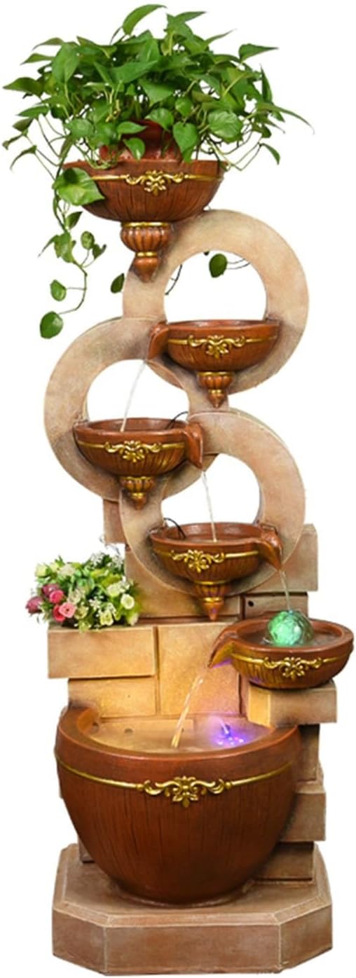 Outdoor Garden Water Fountain - 5118inch Decorative Resin Fountain for Home and Garden