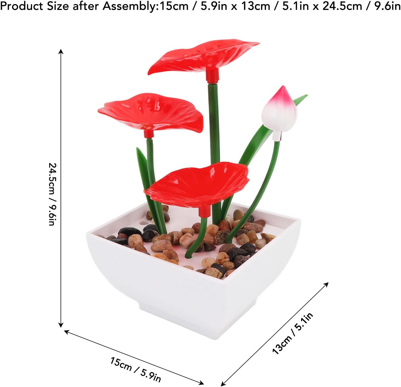 Desktop Fountain Ornament with LED Lights and 3 Speed Pump