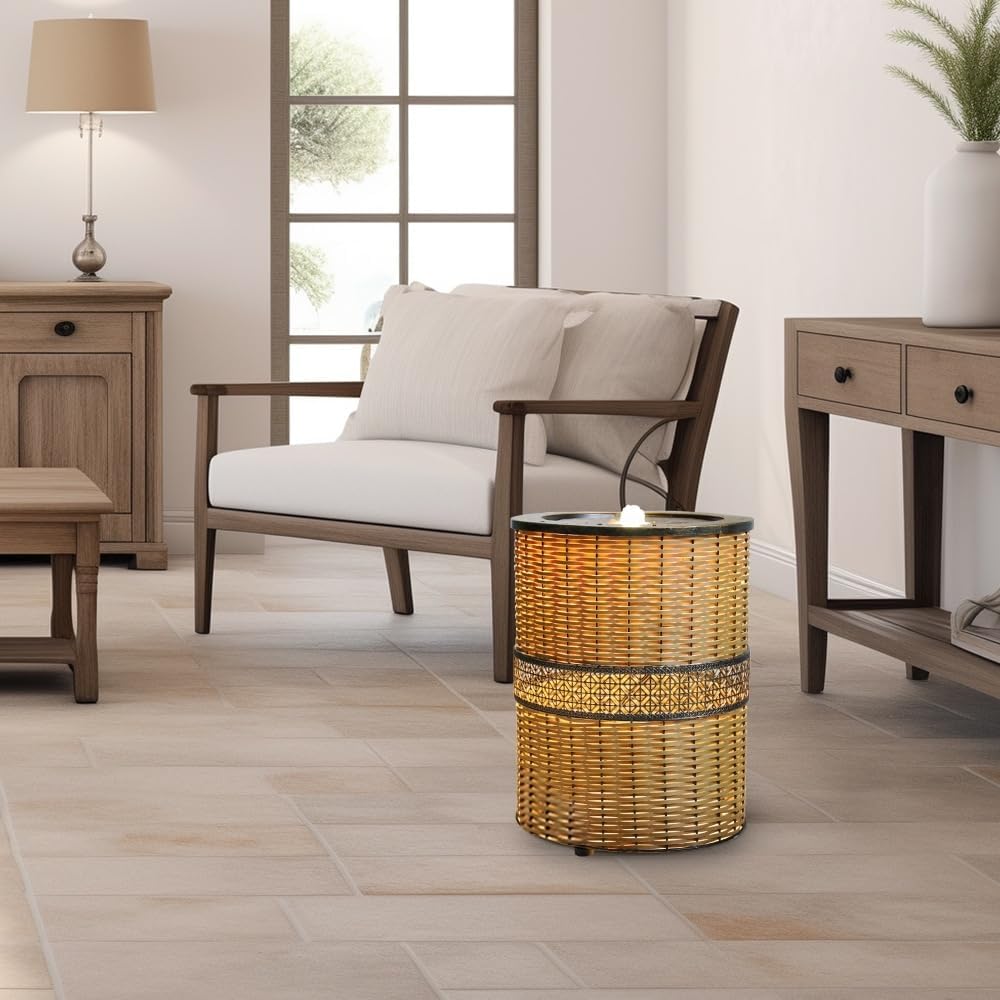 Indoor 169in Round Rattan Water Fountain with LED Light