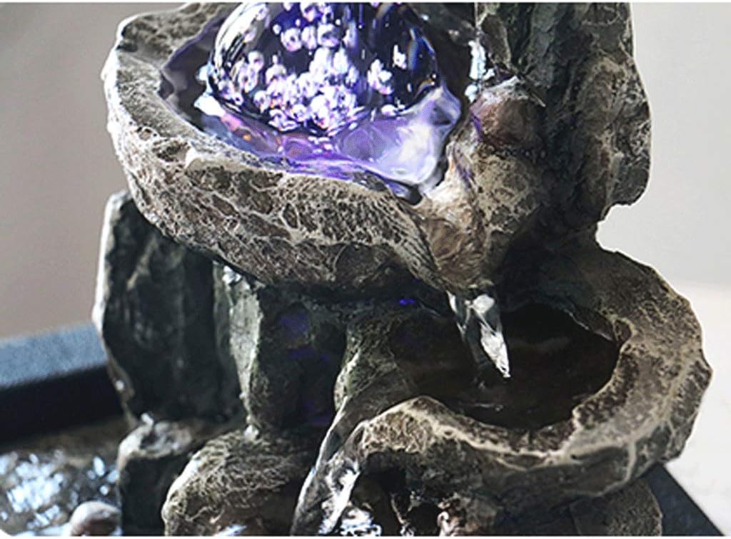 Simple Lucky Tabletop Water Fountain with LED Rolling Ball