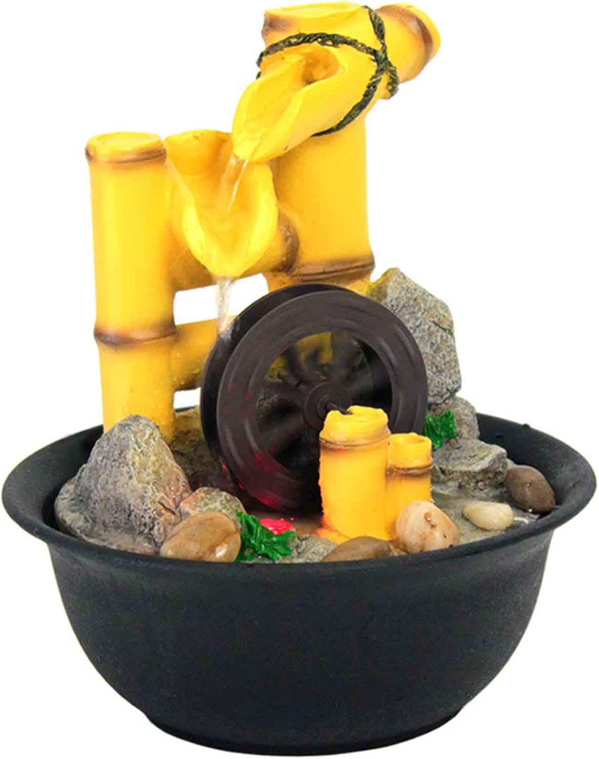 Tabletop Waterfall Fountain with LED Light for Home Office Decor