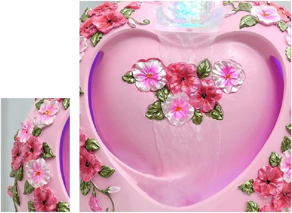 Pink Heart Shape Tabletop Fountain for Home Office Decor