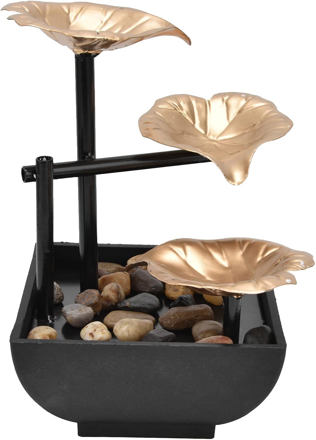 Modern Tabletop Fountain with LED Lights for Home Office Decor