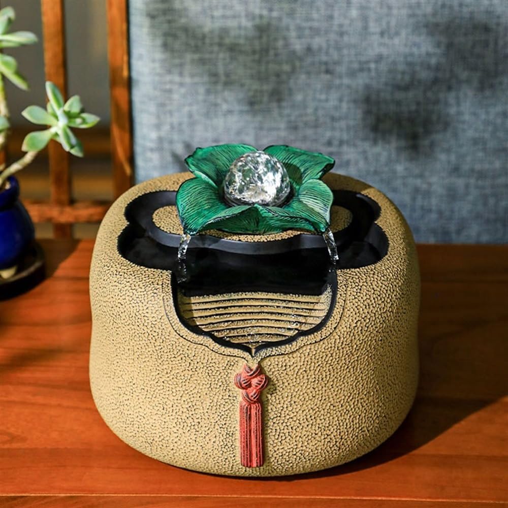 Yellow Tabletop Water Fountain for Home Decor