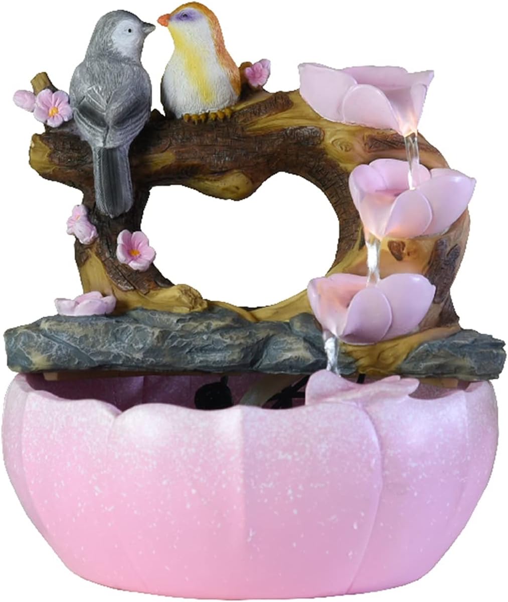 HIHELO Tabletop Waterfall Fountain with Light 10 Inch