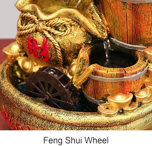 Feng Shui Water Fountain Decor with Money Tree and Light