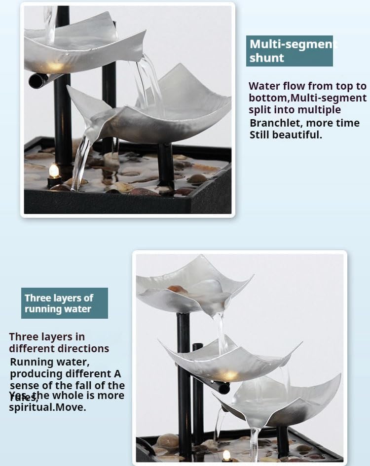 Waterfall Fountain Indoor 3 Tier Metal Zen Decor