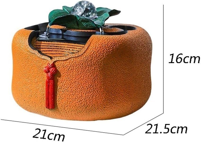 Orange Tabletop Fountain Running Water Decor