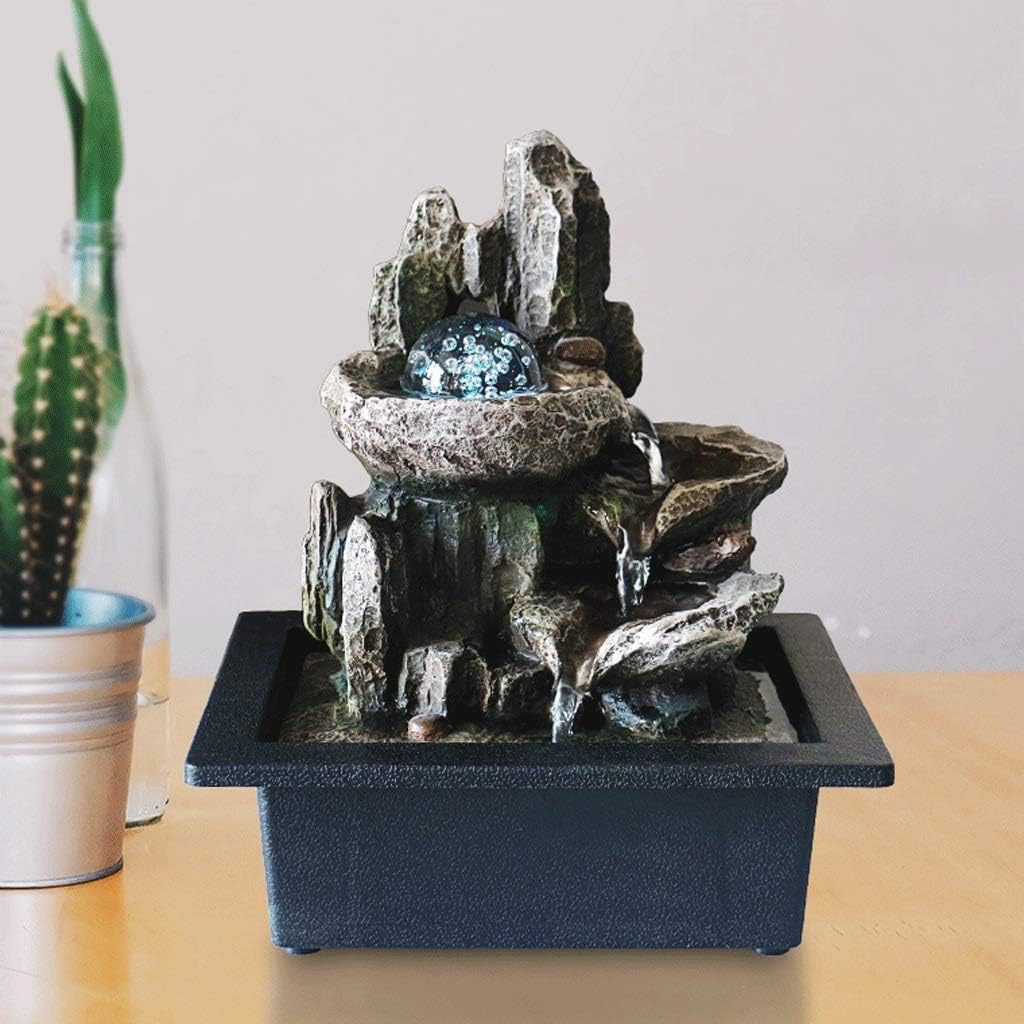 Simple Lucky Tabletop Water Fountain with LED Rolling Ball