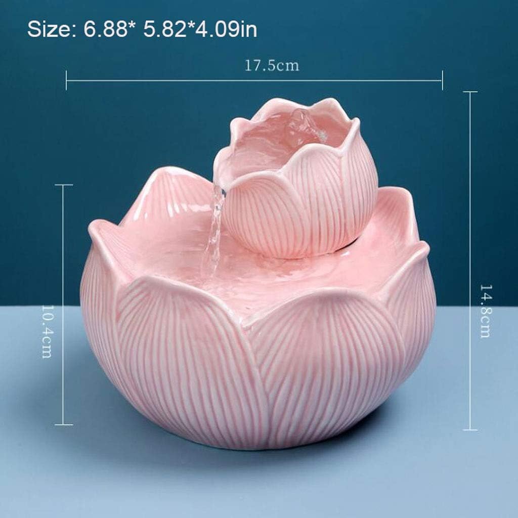 Pink Tabletop Fountain with Fish Tank and Zen Decor