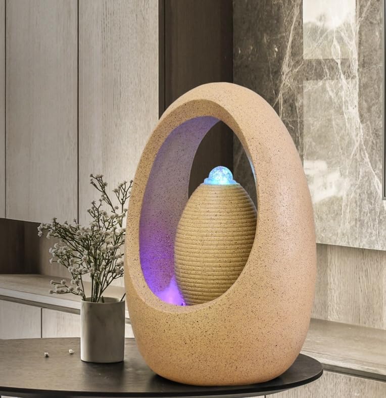 Fengshui Caishen Tabletop Water Fountain for Meditation and Relaxation