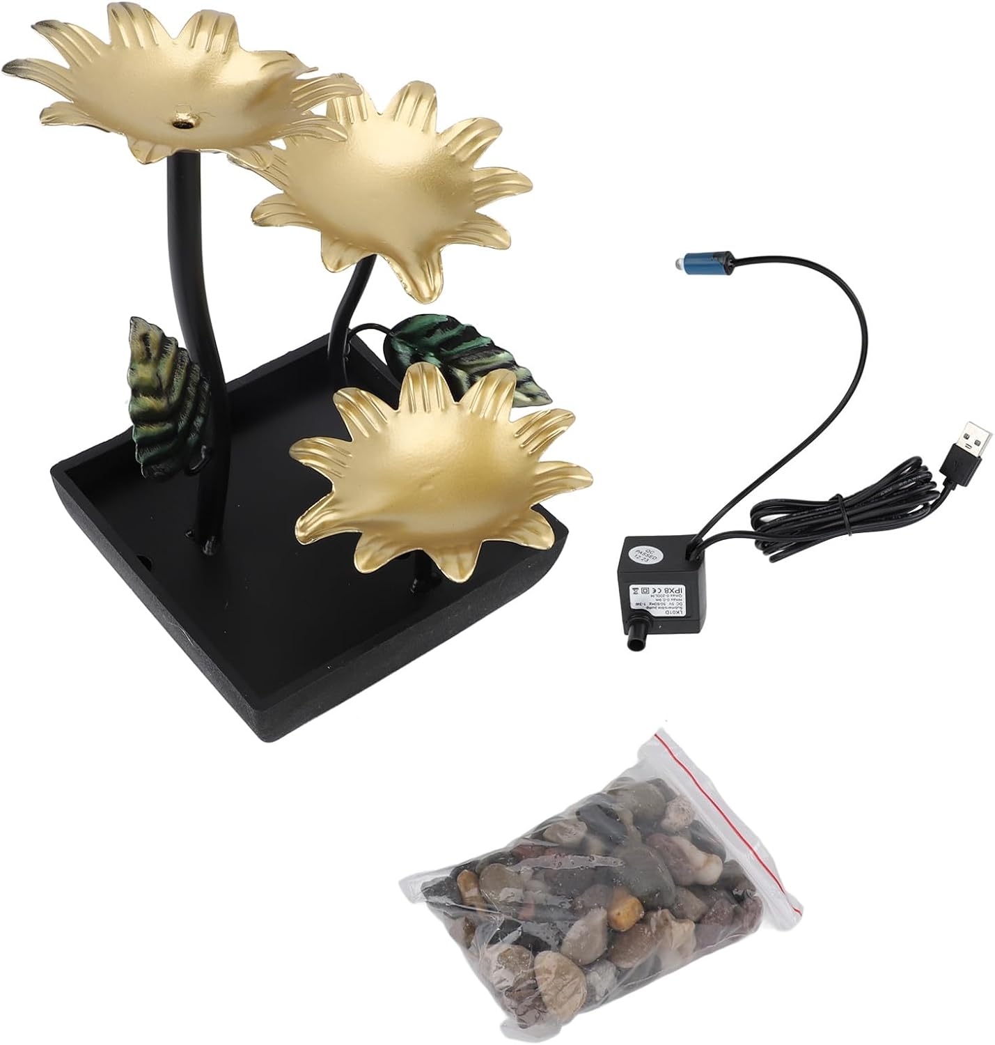 Enforose Tabletop Water Fountain with LED Light and USB Power