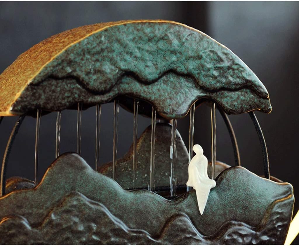 Rockery Landscape Tabletop Fountain Zen Meditation Decor with Submersible Pump for Home and Office