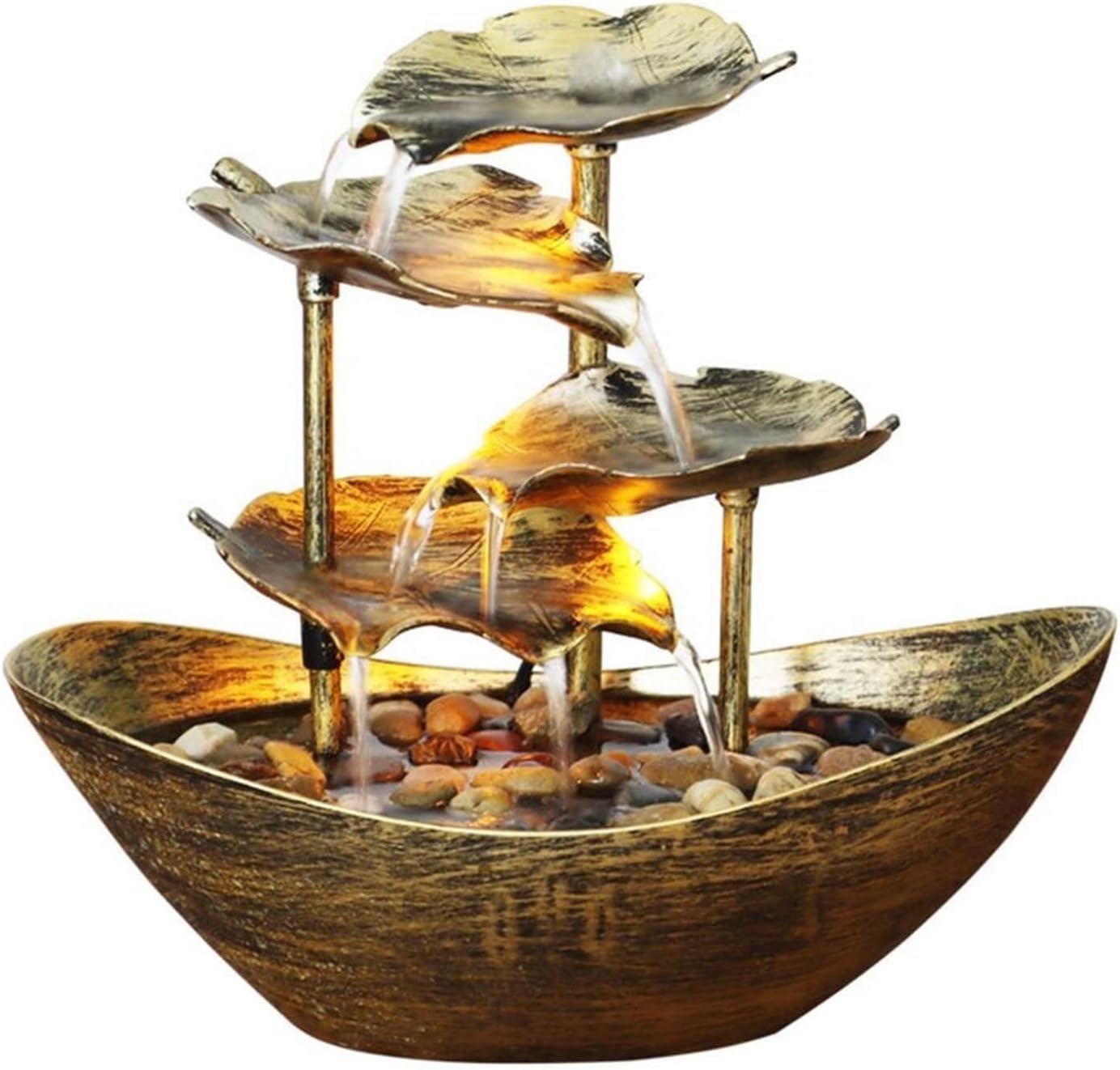 Moisture Tabletop Fountain Indoor Decor Lotus Leaf Waterfall