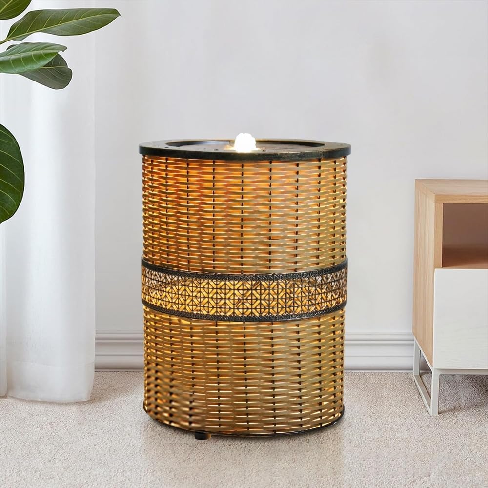Indoor 169in Round Rattan Water Fountain with LED Light