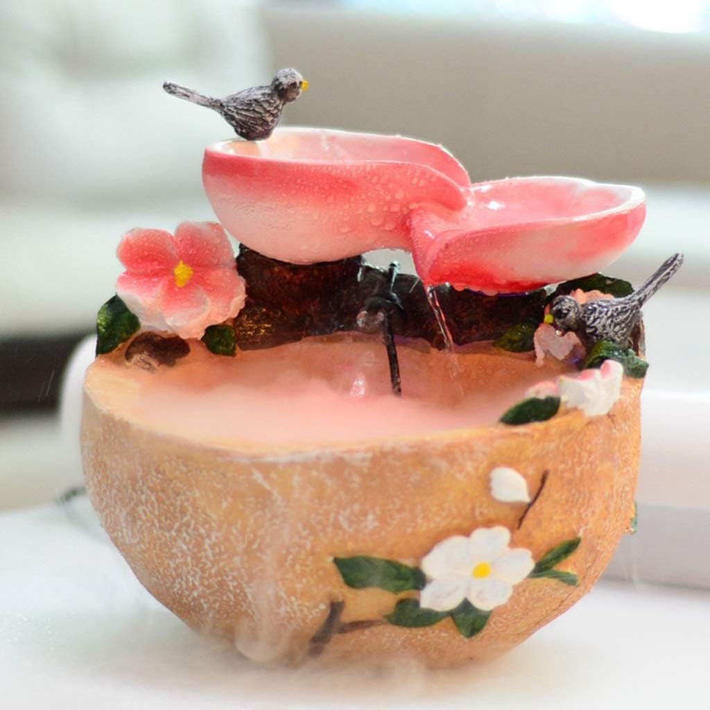 BebeXi Indoor Water Fountain with Light and Multicolor Birds