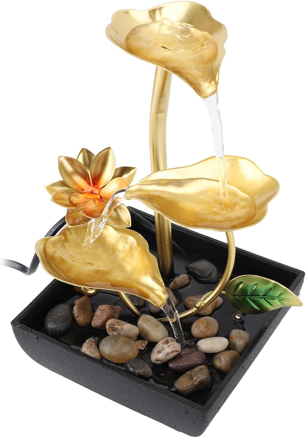 Leaf Tabletop Waterfall Fountain with LED Light