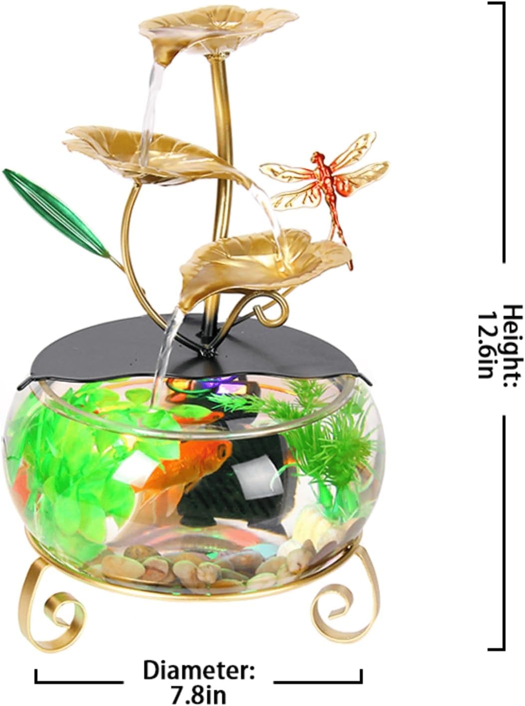 Elegant Indoor Tabletop Water Fountain with Lotus and Dragonfly Design