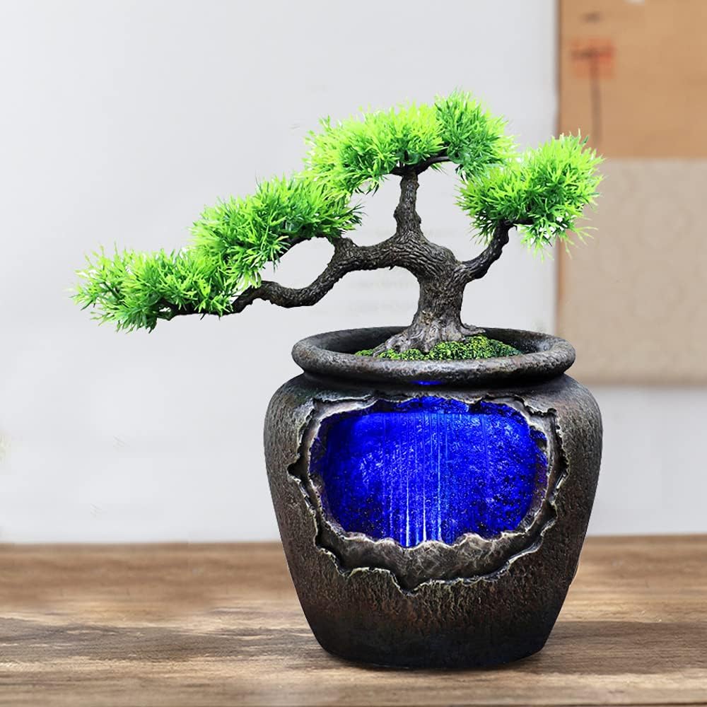 Futchoy Indoor Resin Waterfall Fountain with LED Light