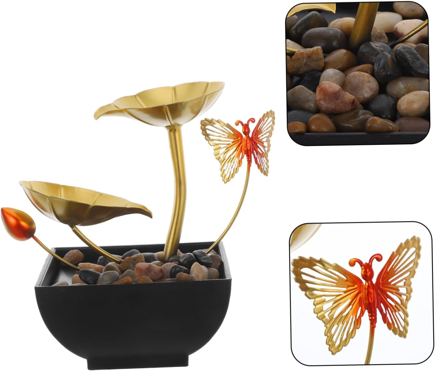 Levemolo Tabletop Fountain Indoor Lotus Waterfall Decor for Office Home and Party