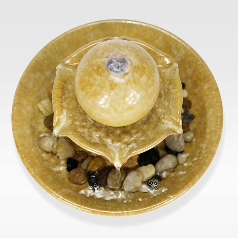 Yellow Tabletop Fountain Indoor Water Feature for Home and Office