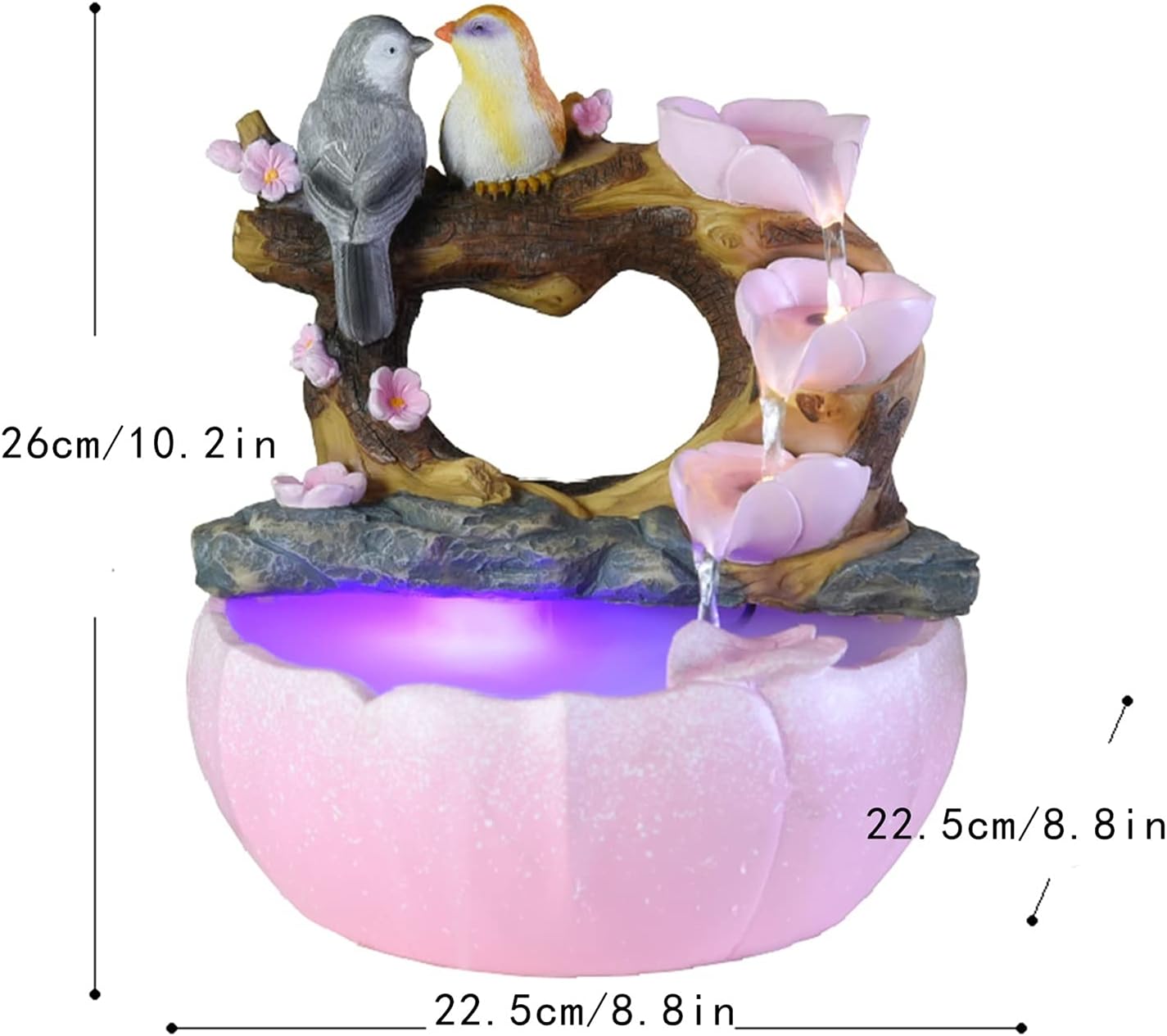 HIHELO Tabletop Waterfall Fountain with Light 10 Inch