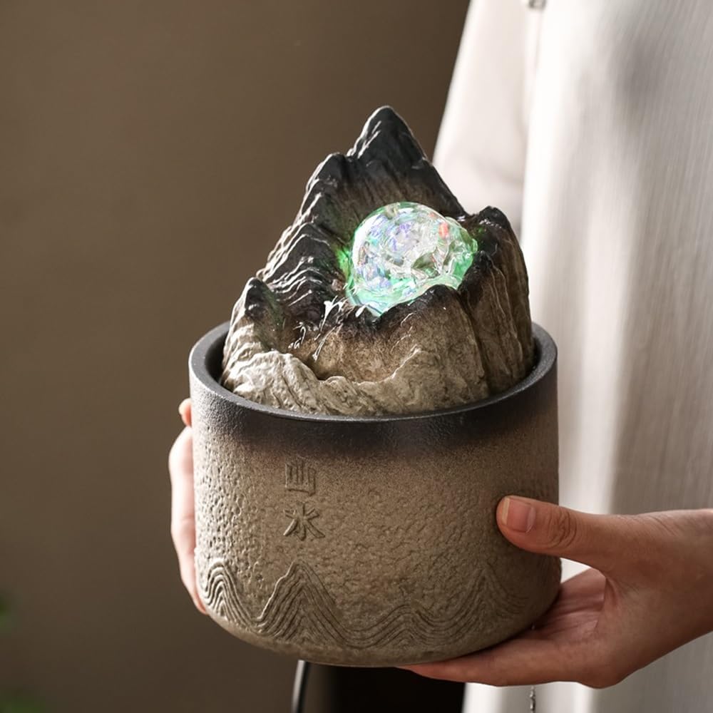 Blue Indoor Tabletop Fountain Ceramic Mini Decoration