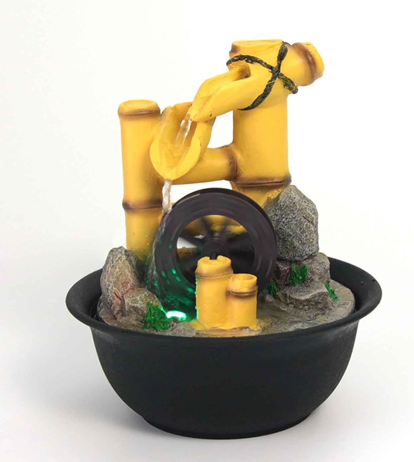 Tabletop Waterfall Fountain with LED Light for Home Office Decor