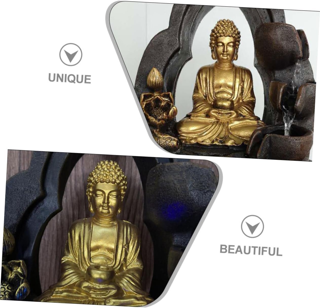 Ciieeo Resin Buddha Statue Waterfall Fountain for Home Office Decor