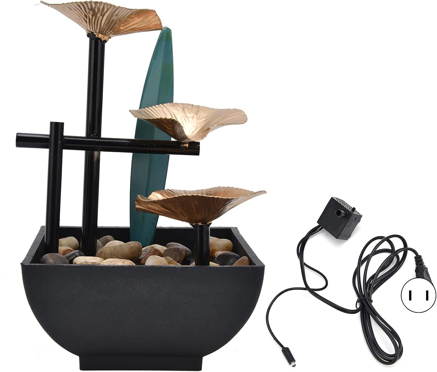 CHICIRIS Indoor Tabletop Fountain with 3-Tier Waterfall and Lighting Feature for Home Office Decor