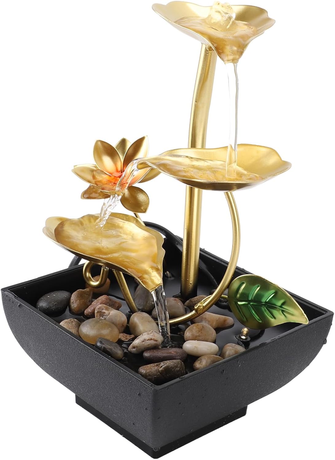 Leaf Tabletop Waterfall Fountain with LED Light