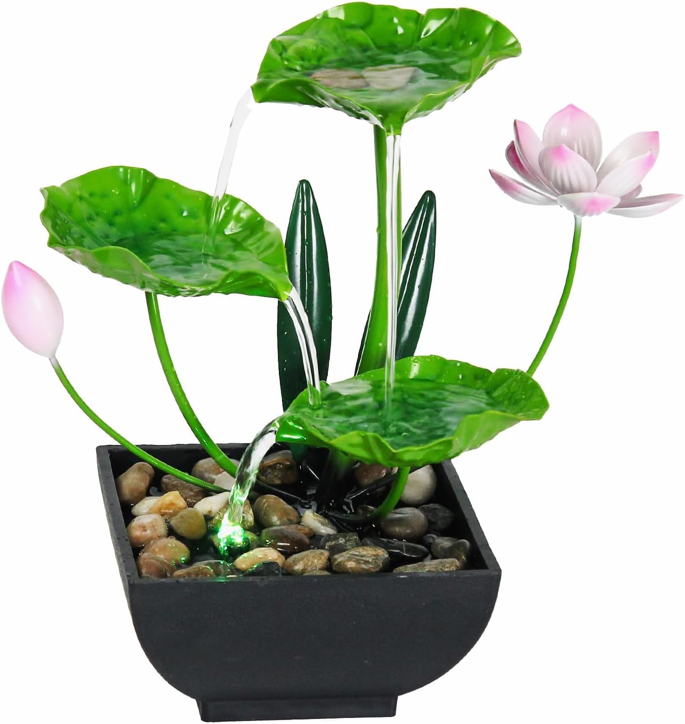 YOQUATE 3-Tier Tabletop Water Fountain with Lotus Design