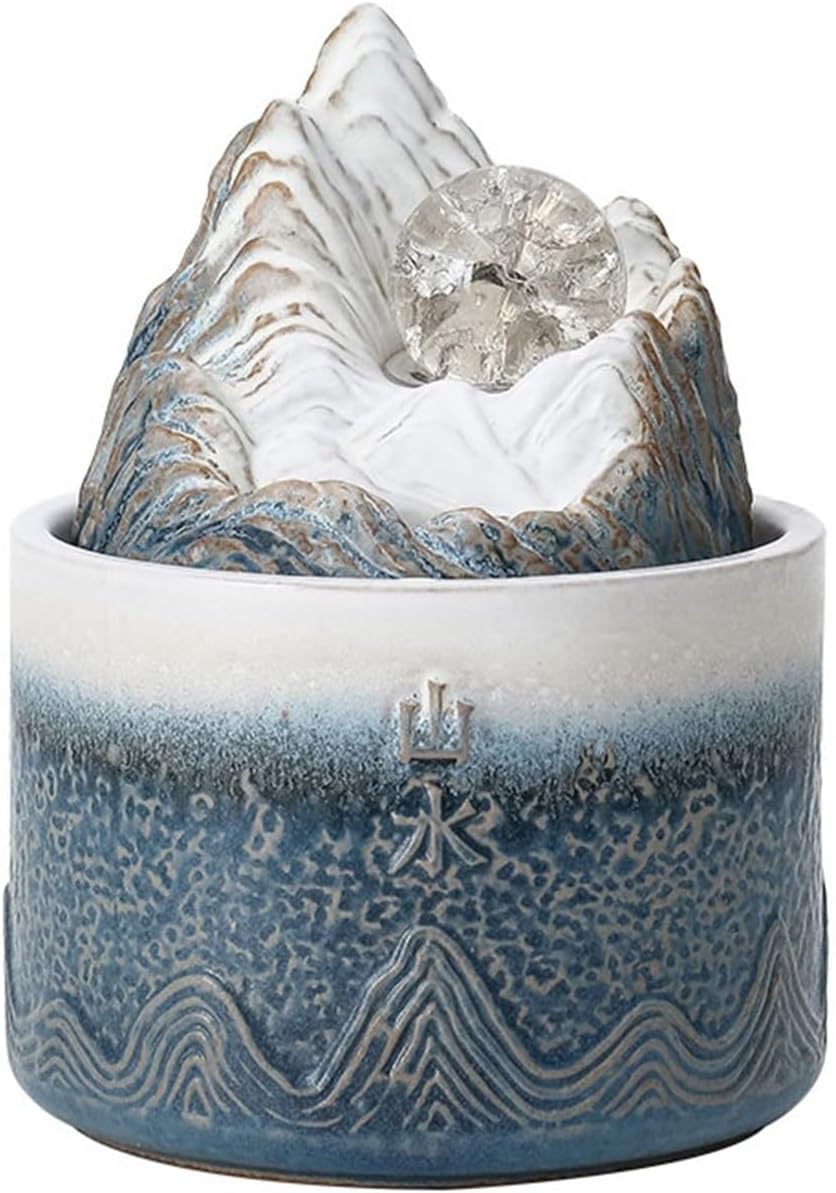 Blue Ceramic Tabletop Fountain for Office Home