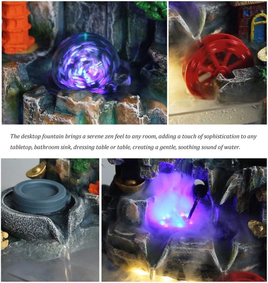 DHAEY Tabletop Fountain with Resin Rockery and Water Flow
