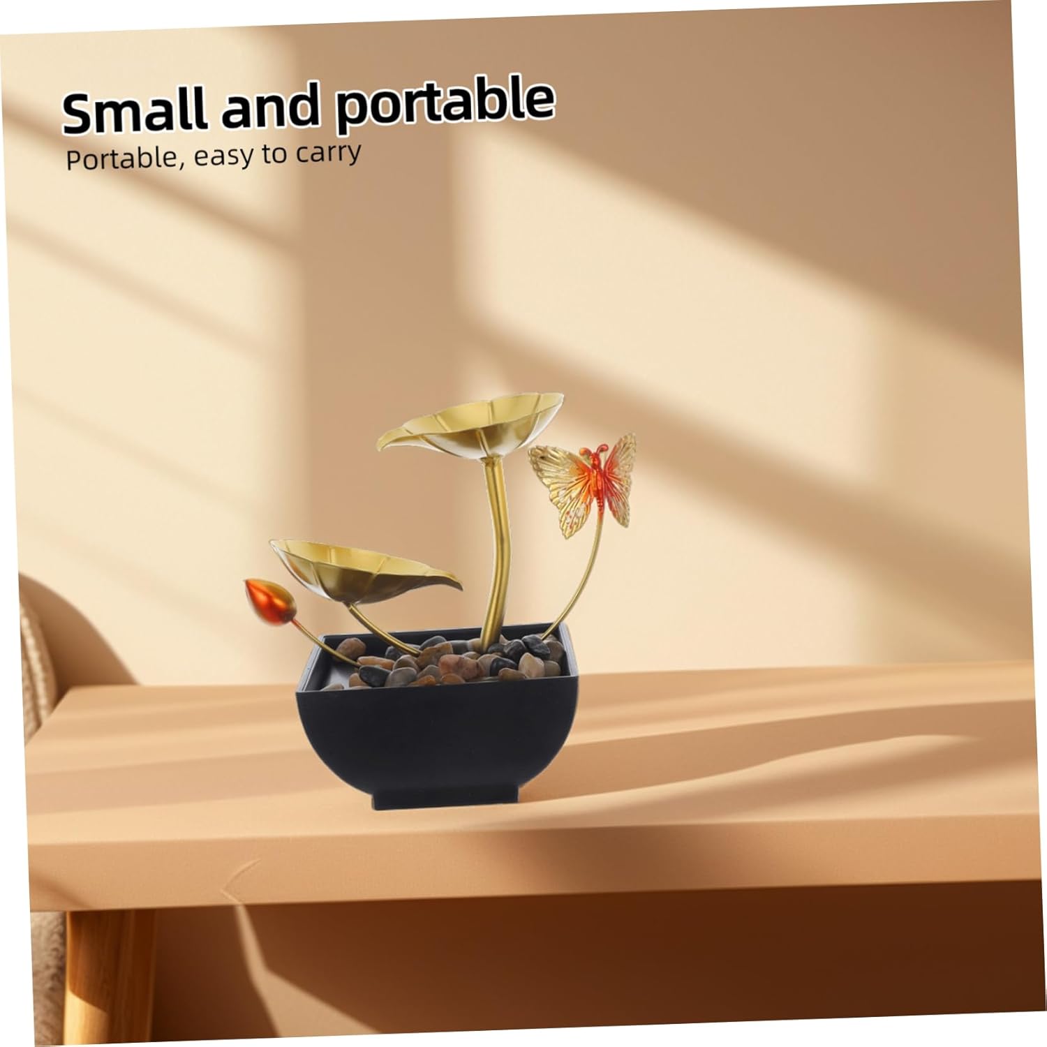 Levemolo Tabletop Fountain Indoor Lotus Waterfall Decor for Office Home and Party