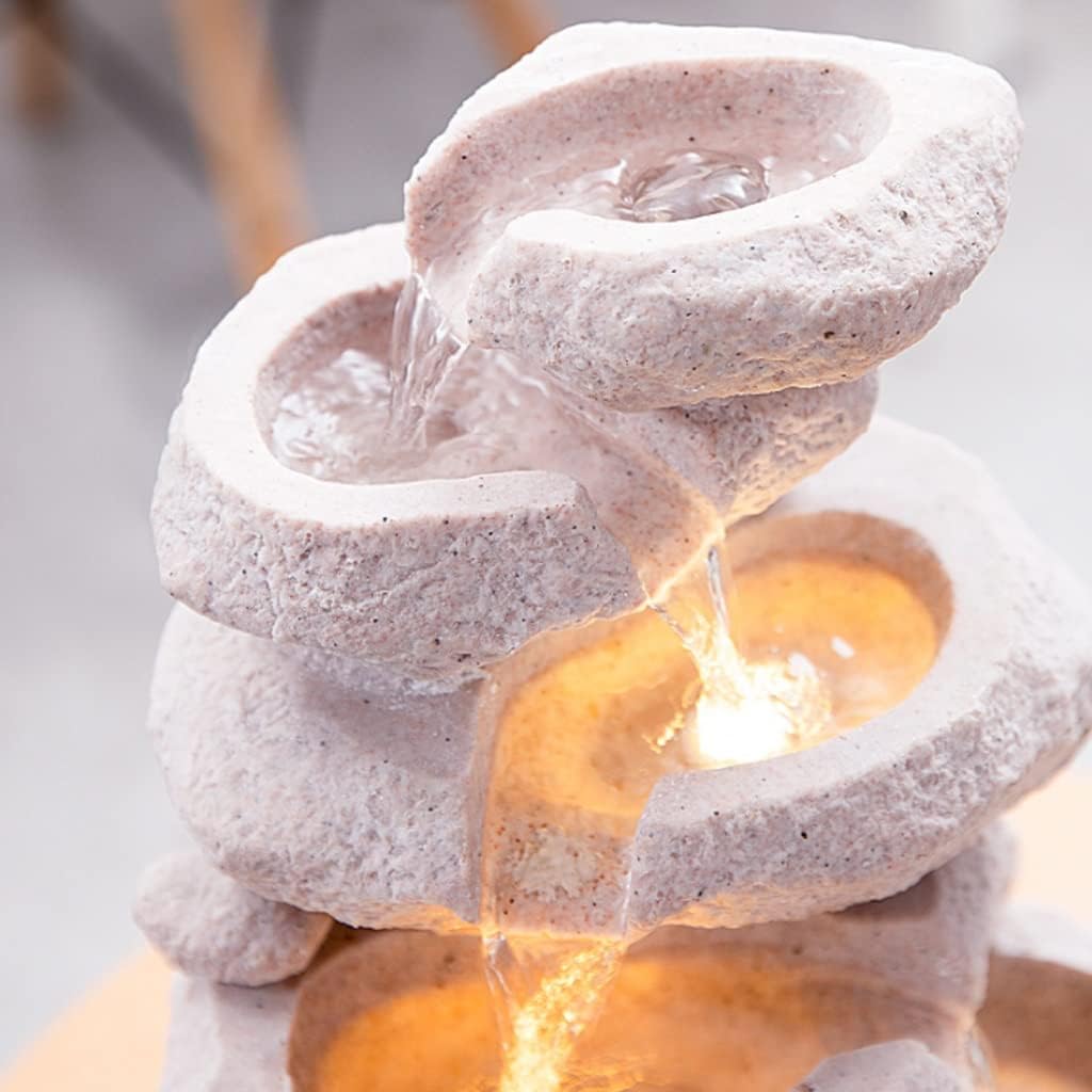 BIOMICE Tabletop Water Fountain with LED Lights and Crystal Ball for Home Office Bedroom Decor