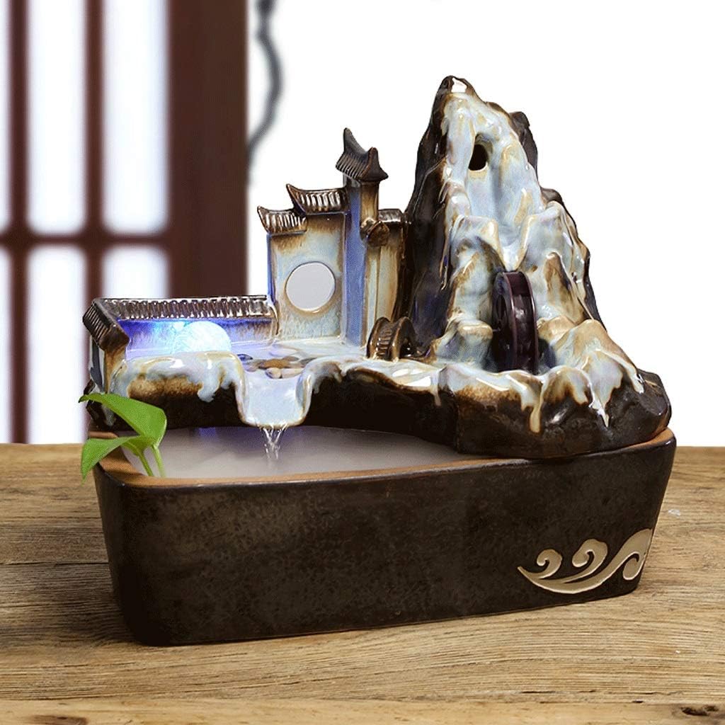 Desktop Rockery Indoor Tabletop Fountain with Electric Pump and Atomizer