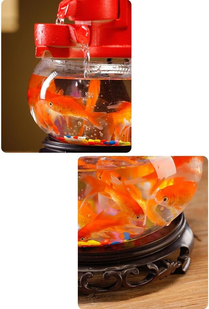 AOTPA Indoor Table Top Fountain Ceramic Decorative Glass Fish Tank Water Ornament