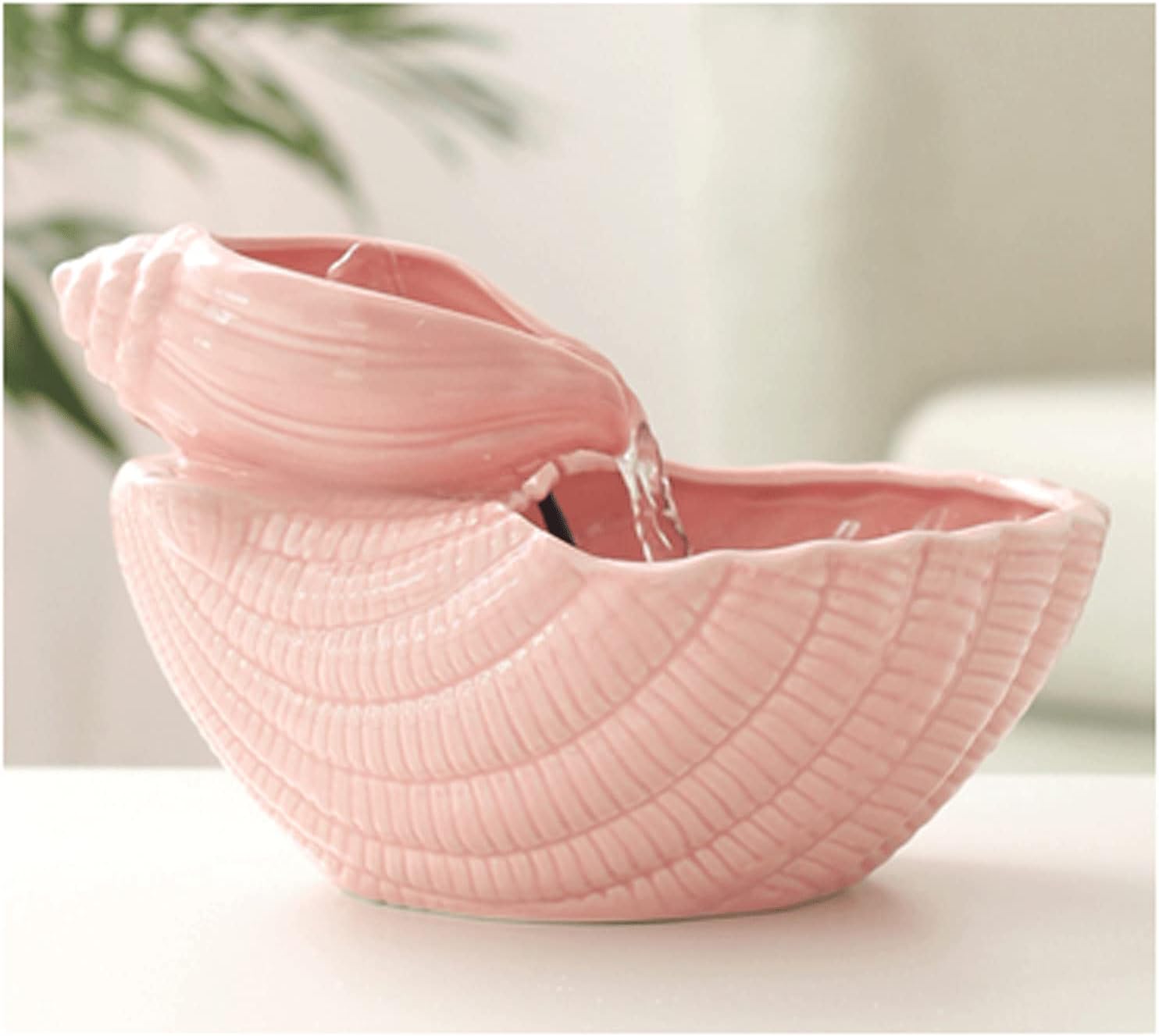Conch Tabletop Fountain Ceramic Indoor Decor Water Feature