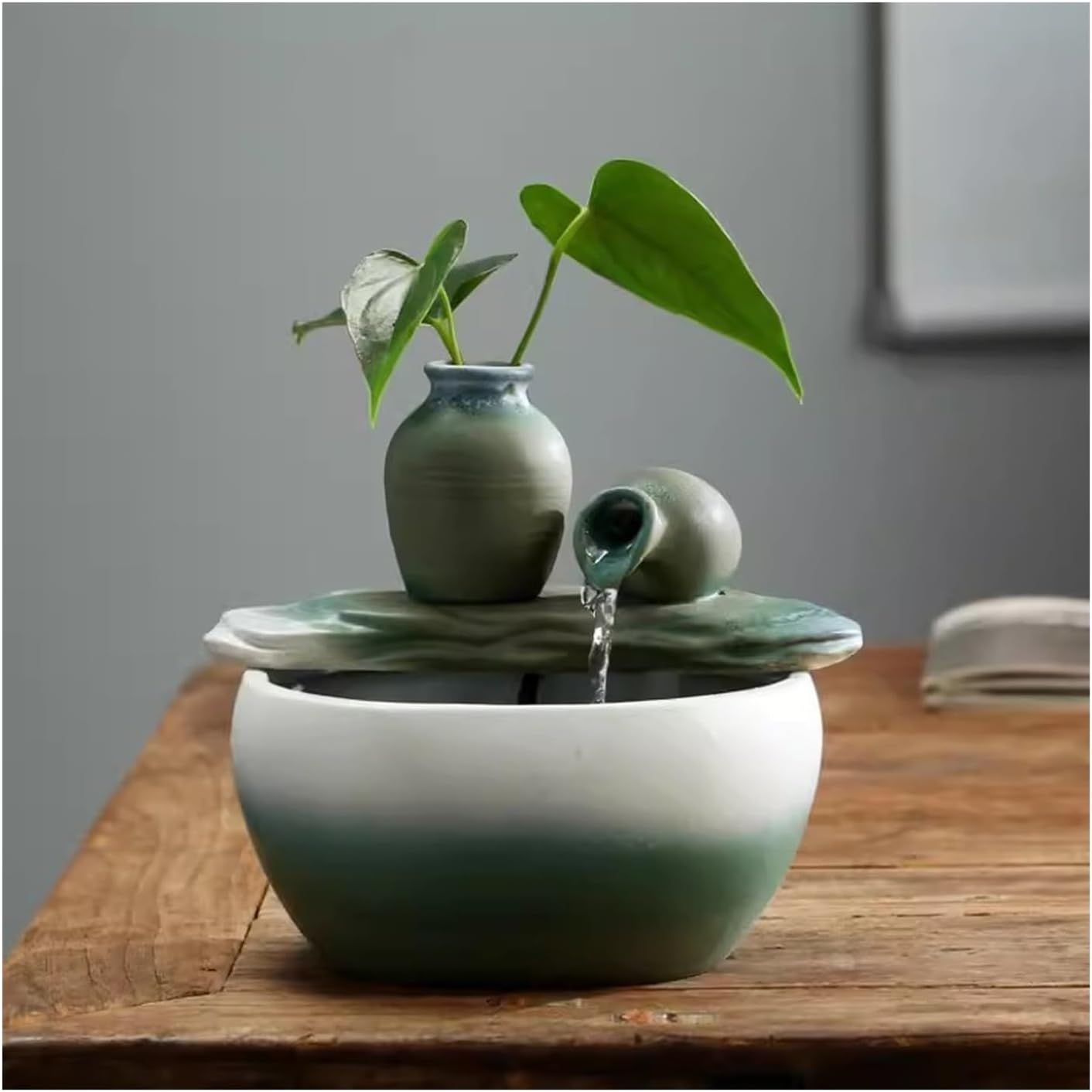 Ceramic Tabletop Fountain Indoor Decor with Water Flow and Feng Shui Benefits